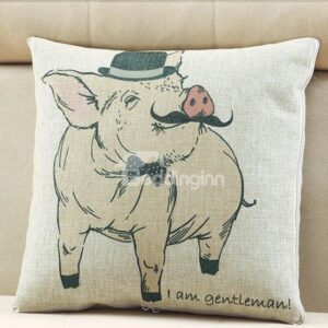 Comfortable Quillow Gentleman Pig Linen Blanket Car Pillow