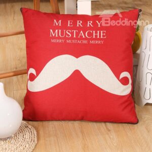 Comfortable Quillow Red Mustache Patterned Linen Blanket Car Pillow