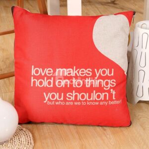Convertable Quillow Red Heart Pattern Linen Blanket Car Pillow
