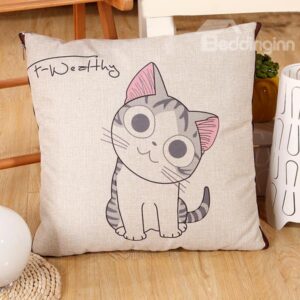 Convertable Quillow Kitten Patterned Linen Blanket Car Pillow