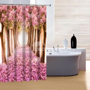 Glamerous Pink Flower Trail 3D Shower Curtain