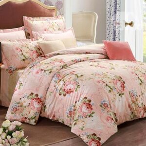 Classy Peonies Printing Sweet Pink 4-Piece Duvet Cover Sets