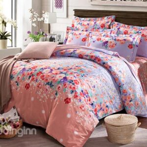 Sweet Sea of Flowers Design Cotton 4-Piece Duvet Cover Sets