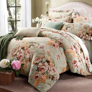 Chinoiserie Peonies Printing 100% Cotton 4-Piece Duvet Cover Sets