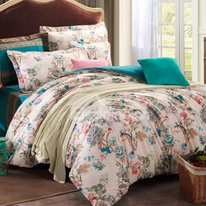 Pastoral Floral Design Machine Washable Cotton 4-Piece Duvet Cover Sets