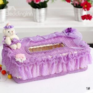 Gorgeous Purple Lace Tissue Box Desktop Decoration
