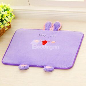 Cute Cartoon Purple Smiling 3D Rabbit Coral Fleece Doormat