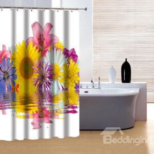 Superior Graceful Flowers Print 3D Shower Curtain