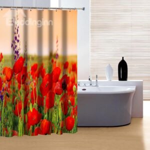 Modern Fabulous Red Flowers 3D Shower Curtain