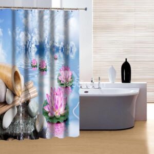 Unique Poetic Summer Spring and Lotus Print 3D Shower Curtain