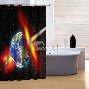 Unique Solar System Earth Print 3D Shower Curtain
