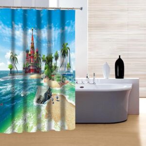 Fantastic Seaside View and Castle Print 3D Shower Curtain