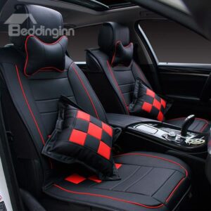 Sporty and Fashionable Plaid Patterned Leather Car Seat Cover