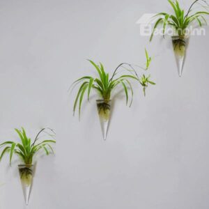 Unique Cone-Shaped 1-Piece Hanging Wall Glass Vase