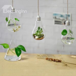 Creative Bulb Design Glass 1-Piece Hanging Flower Vase