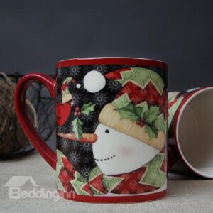 Christmas Snowman Pattern Ceramic Coffee Mug 400ml