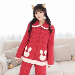 High Quality Faddish Lovely Red Thicken Flannel Pajamas Sets