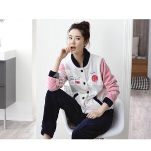 New Fashion Leisure Style Joint Color Flannel Pajamas Sets