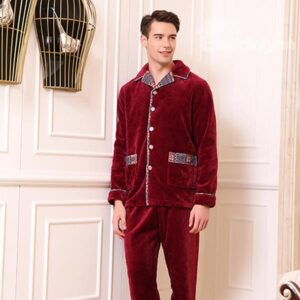 Classic Noble Style Men's Flannel Pajamas Sets