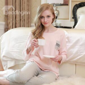Fashion Homedress Fresh Concise Style 100% Cotton Women's Pajamas Sets