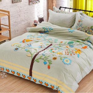 Pretty Big Tree and Birds Print Kids Duvet Cover Set