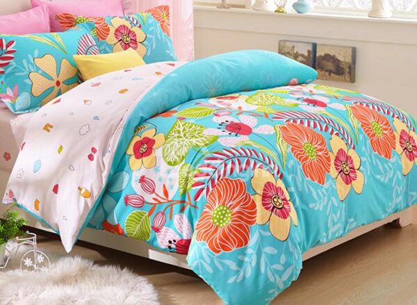 Summer Flowers Blossom Print Kids Duvet Cover Set
