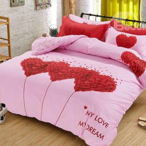 Love&Dream Heart Shape Print Pink Kids Duvet Cover Set