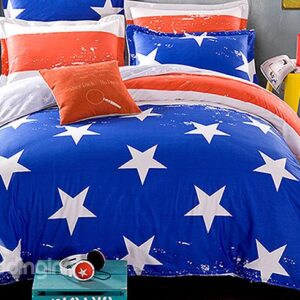 Stars and Stripes Pattern American Style Kids Duvet Cover Set