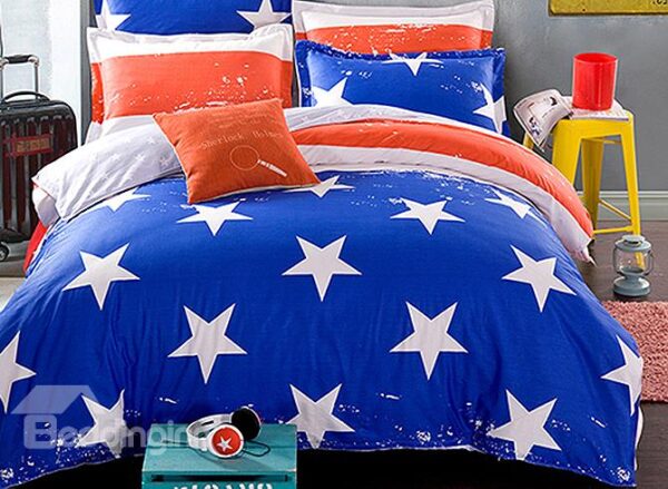 Stars and Stripes Pattern American Style Kids Duvet Cover Set