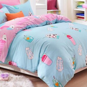 Gorgeous Pink and Green Drinks Pattern Kids Duvet Cover Set