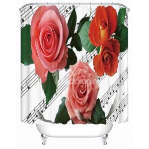Wonderful Musical Notation and Rose 3D Shower Curtain