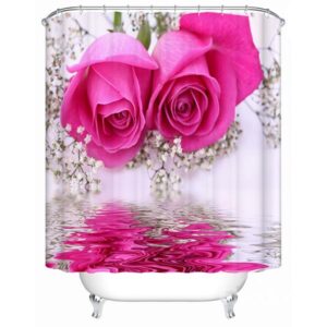 Charming Beautiful Pink Rose and Plum Blossom 3D Shower Curtain