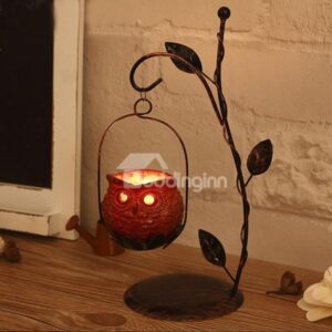 Creative Iron Artwork Owl Design Candle Holder