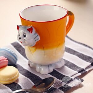 Cartoon 3D Kitten Design Ceramic Coffee Mug