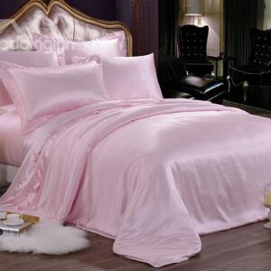 Luxury Pure Pink Mulberry Silk 4-Piece Duvet Cover Sets