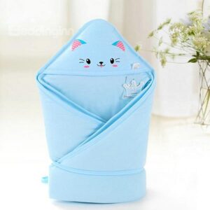 Bouncy Blue Cute Cat Print Baby Blanket