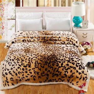 Faddish Leopard Design Full Size Super Warm Raschel Blanket