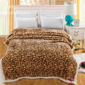 Wild Leopard Printing Soft Brown Raschel Blanket