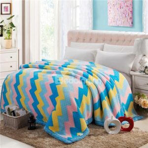 Colorful Broken Line Stripe Design Top Class Raschel Blanket