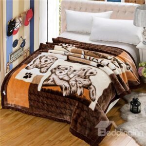 Super Lovely Cartoon Puppy Printing Raschel Blanket