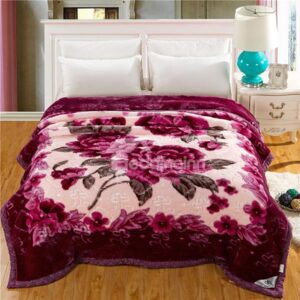 Rosy Peonies Print Super Warm Raschel Blanket