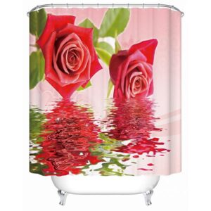 Delicate Charming Red Rose in the Water 3D Shower Curtain
