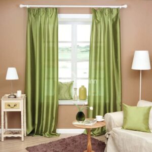 Elegant Green Color Double Pinch Pleat Curtain