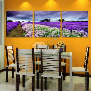Wonderful Lanvender Field Frameless 3-Panel Wall Art Print