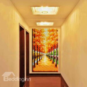 Unique Red Maple Tree Lane 1-Panel Wall Art Print