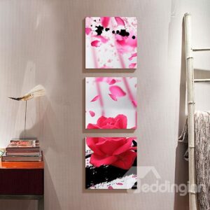 Romantic Rose and Petals Frameless 3-Panel Wall Art Print