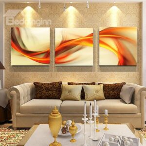 Modern Art Abstract Curve Lines Frameless 3-Panel Wall Art Print