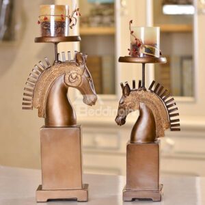 Wonderful Horse Design 2-Piece Resin Candle Holder