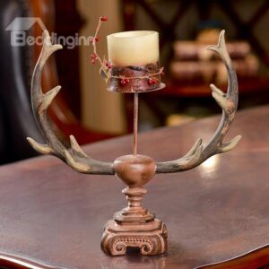 Amazing Deer Antler Design Resin 1-Head Candle Holder