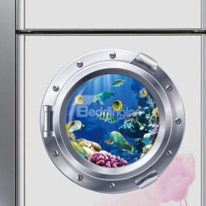 Wonderful 3D Porthole View Deep Sea Fish and Animals Removable 3D Wall Sticker
